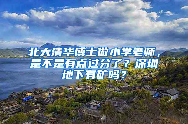 北大清华博士做小学老师，是不是有点过分了？深圳地下有矿吗？