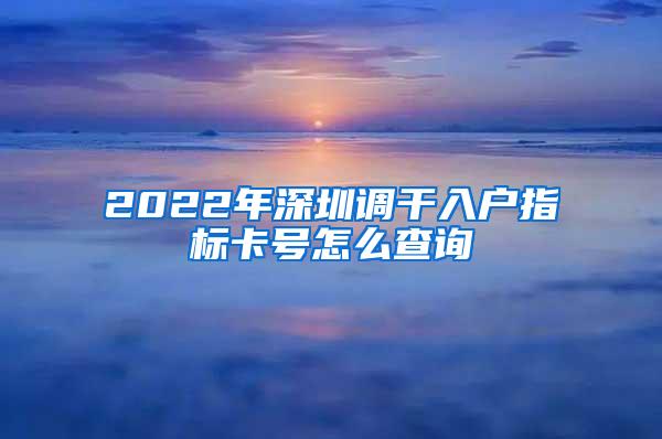 2022年深圳调干入户指标卡号怎么查询
