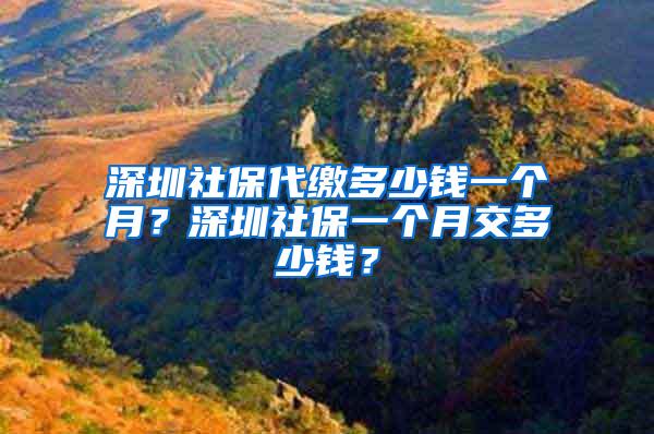 深圳社保代缴多少钱一个月？深圳社保一个月交多少钱？