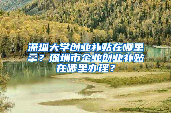 深圳大学创业补贴在哪里拿？深圳市企业创业补贴在哪里办理？