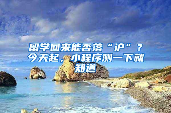 留学回来能否落“沪”？今天起，小程序测一下就知道