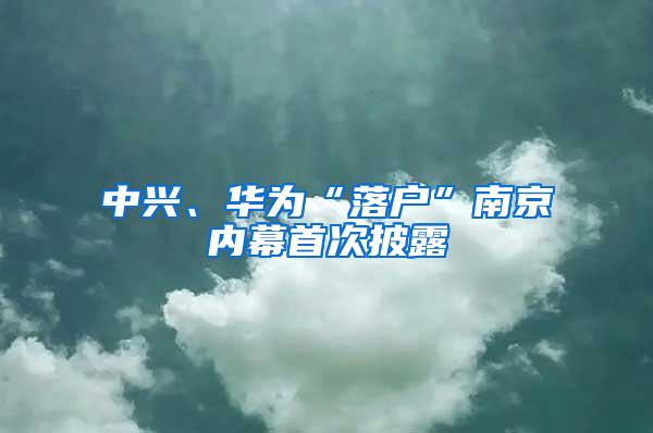 中兴、华为“落户”南京内幕首次披露