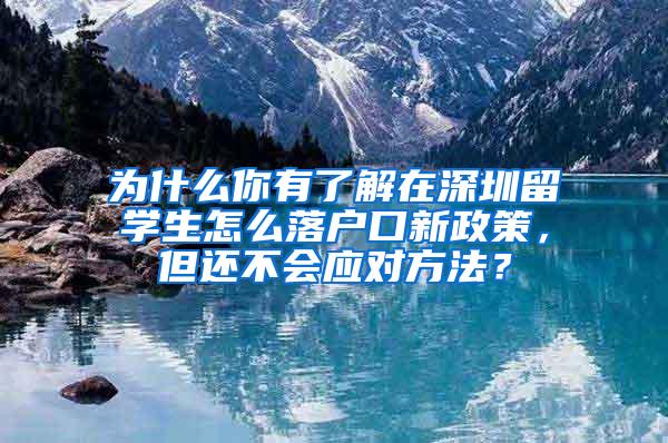 为什么你有了解在深圳留学生怎么落户口新政策，但还不会应对方法？