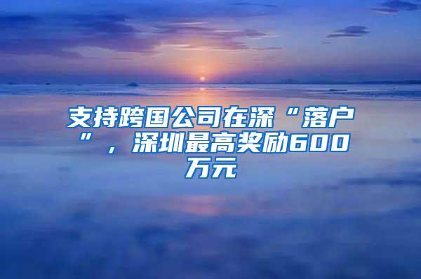 支持跨国公司在深“落户”，深圳最高奖励600万元