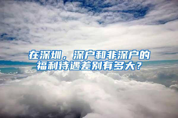 在深圳，深户和非深户的福利待遇差别有多大？