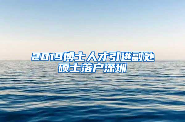 2019博士人才引进副处硕士落户深圳