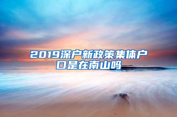 2019深户新政策集体户口是在南山吗