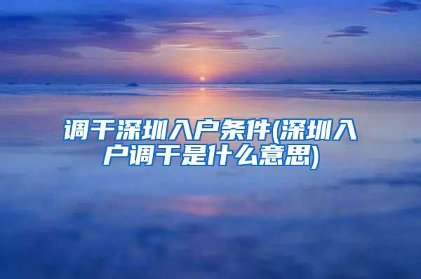 调干深圳入户条件(深圳入户调干是什么意思)