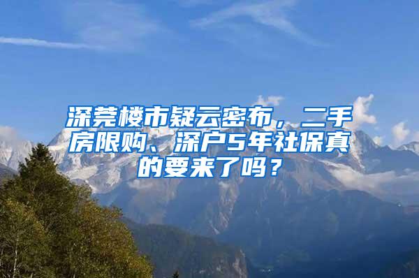 深莞楼市疑云密布，二手房限购、深户5年社保真的要来了吗？