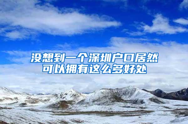 没想到一个深圳户口居然可以拥有这么多好处