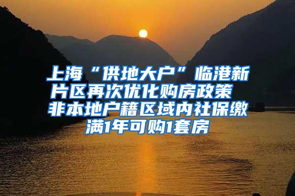 上海“供地大户”临港新片区再次优化购房政策 非本地户籍区域内社保缴满1年可购1套房