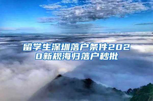 留学生深圳落户条件2020新规海归落户秒批