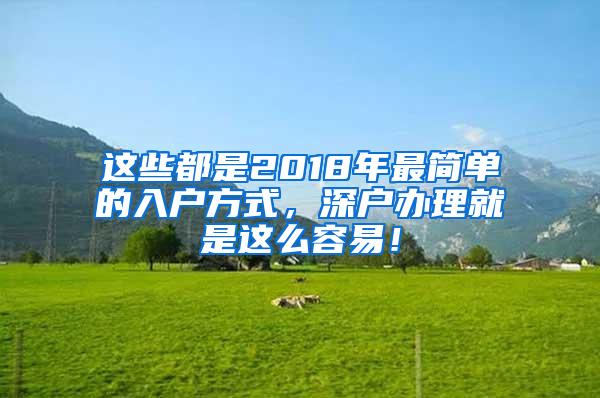 这些都是2018年最简单的入户方式，深户办理就是这么容易！