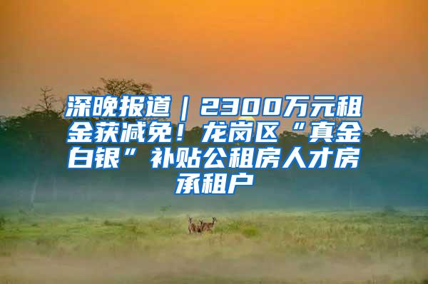 深晚报道｜2300万元租金获减免！龙岗区“真金白银”补贴公租房人才房承租户