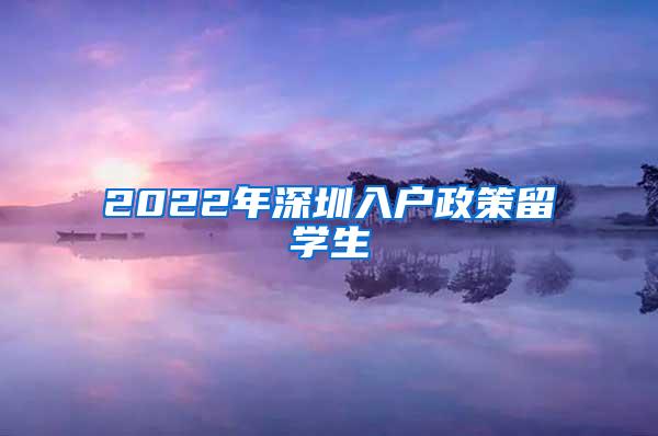 2022年深圳入户政策留学生