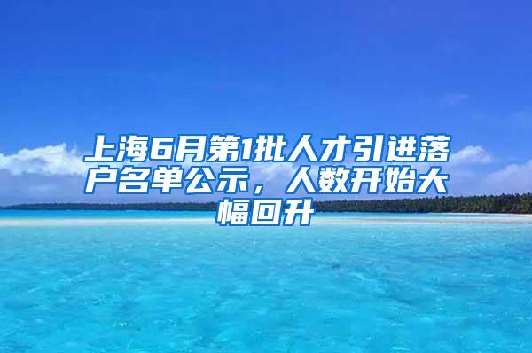 上海6月第1批人才引进落户名单公示，人数开始大幅回升