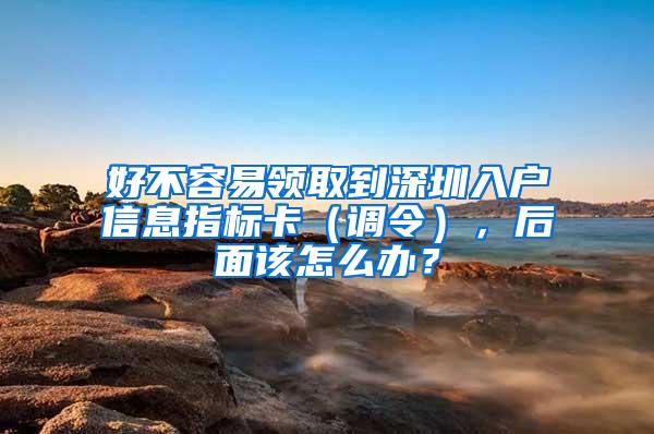 好不容易领取到深圳入户信息指标卡（调令），后面该怎么办？