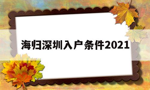 海归深圳入户条件2021(深圳海归人才引进政策2021) 本科入户深圳