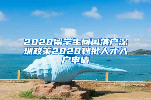 2020留学生回国落户深圳政策2020秒批人才入户申请