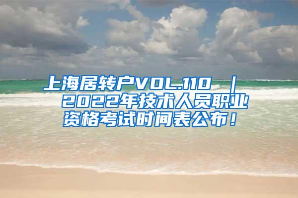 上海居转户VOL.110 ｜  2022年技术人员职业资格考试时间表公布！