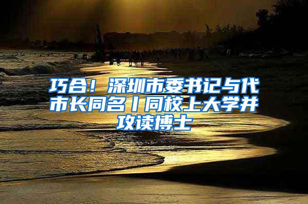 巧合！深圳市委书记与代市长同名丨同校上大学并攻读博士