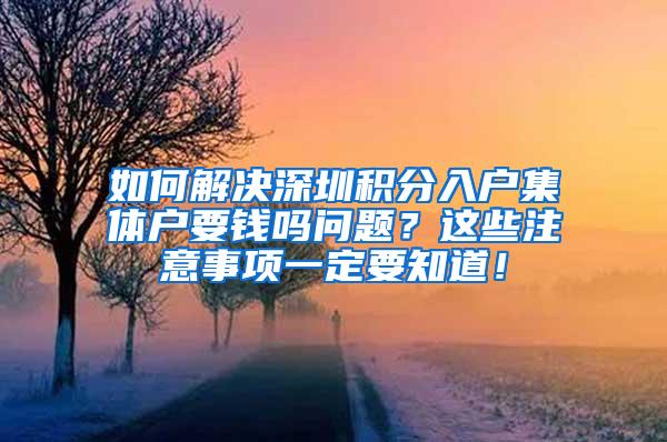 如何解决深圳积分入户集体户要钱吗问题？这些注意事项一定要知道！