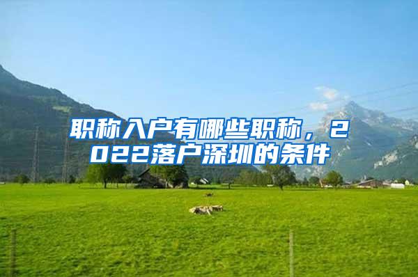 职称入户有哪些职称，2022落户深圳的条件