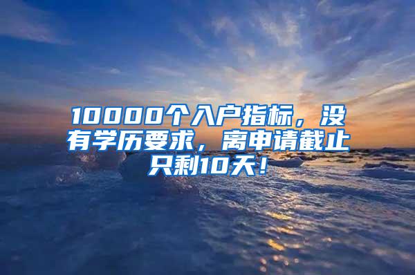 10000个入户指标，没有学历要求，离申请截止只剩10天！