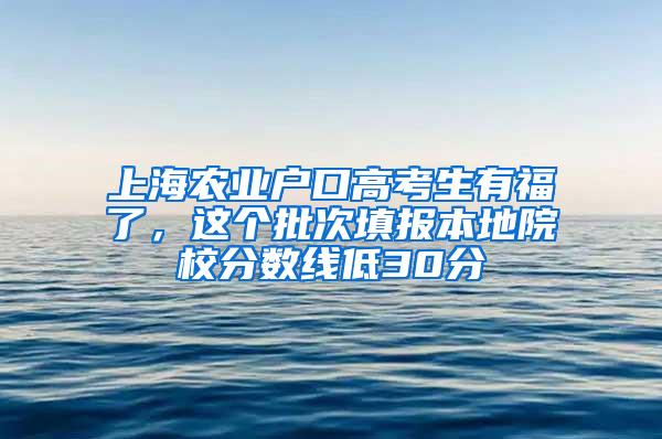 上海农业户口高考生有福了，这个批次填报本地院校分数线低30分