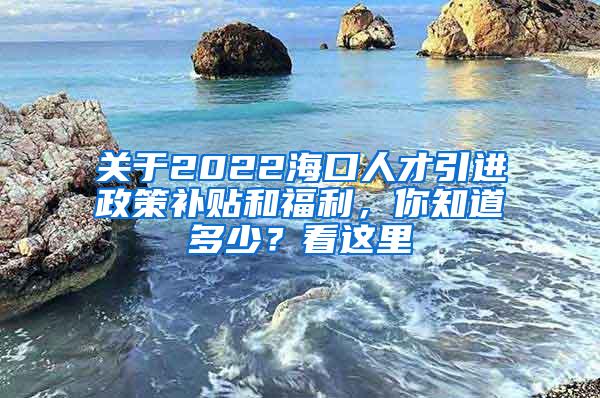 关于2022海口人才引进政策补贴和福利，你知道多少？看这里