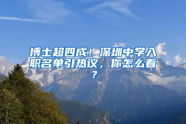 博士超四成！深圳中学入职名单引热议，你怎么看？