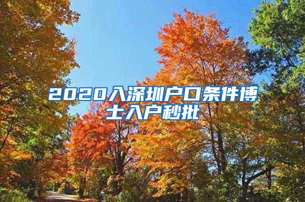 2020入深圳户口条件博士入户秒批