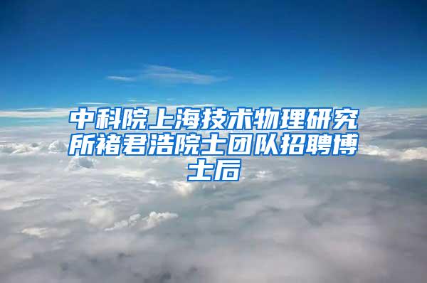 中科院上海技术物理研究所褚君浩院士团队招聘博士后