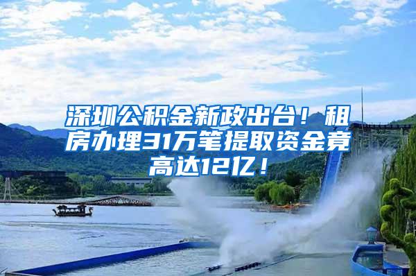 深圳公积金新政出台！租房办理31万笔提取资金竟高达12亿！