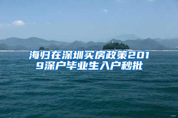 海归在深圳买房政策2019深户毕业生入户秒批