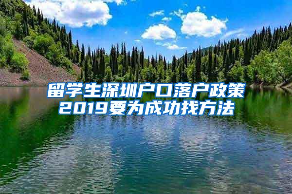 留学生深圳户口落户政策2019要为成功找方法