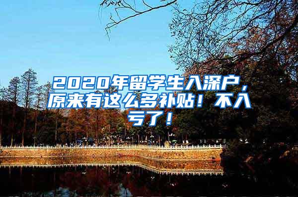 2020年留学生入深户，原来有这么多补贴！不入亏了！