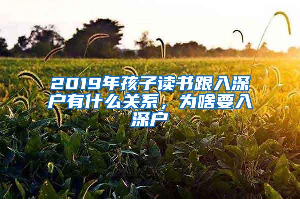 2019年孩子读书跟入深户有什么关系，为啥要入深户