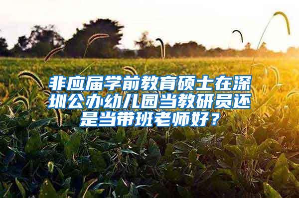 非应届学前教育硕士在深圳公办幼儿园当教研员还是当带班老师好？