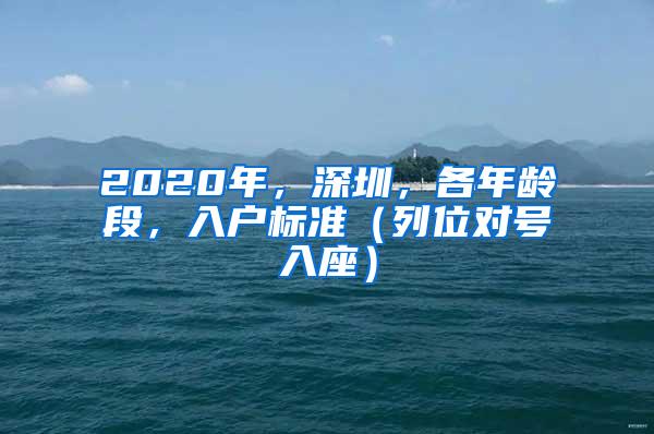 2020年，深圳，各年龄段，入户标准（列位对号入座）