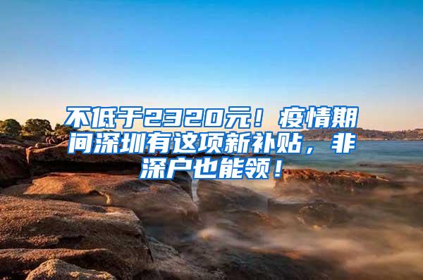 不低于2320元！疫情期间深圳有这项新补贴，非深户也能领！