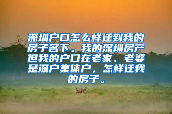 深圳户口怎么样迁到我的房子名下。我的深圳房产但我的户口在老家、老婆是深户集体户，怎样迁我的房子。