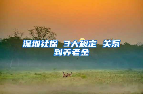 深圳社保 3大规定 关系到养老金