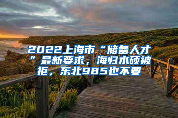 2022上海市“储备人才”最新要求，海归水硕被拒，东北985也不要