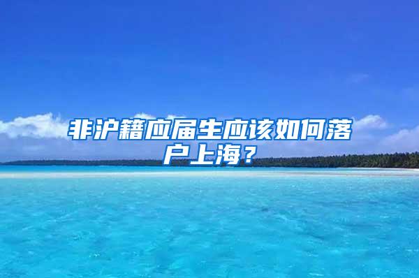 非沪籍应届生应该如何落户上海？