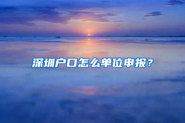 深圳户口怎么单位申报？