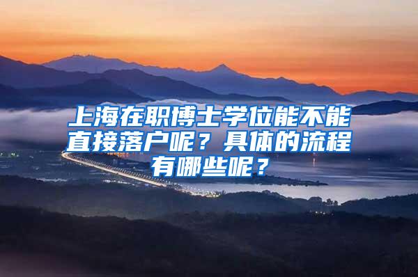 上海在职博士学位能不能直接落户呢？具体的流程有哪些呢？