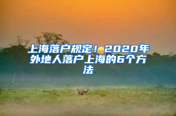 上海落户规定！2020年外地人落户上海的6个方法