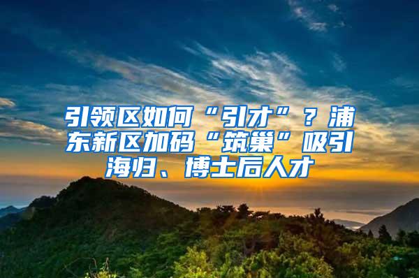 引领区如何“引才”？浦东新区加码“筑巢”吸引海归、博士后人才