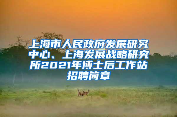 上海市人民政府发展研究中心、上海发展战略研究所2021年博士后工作站招聘简章